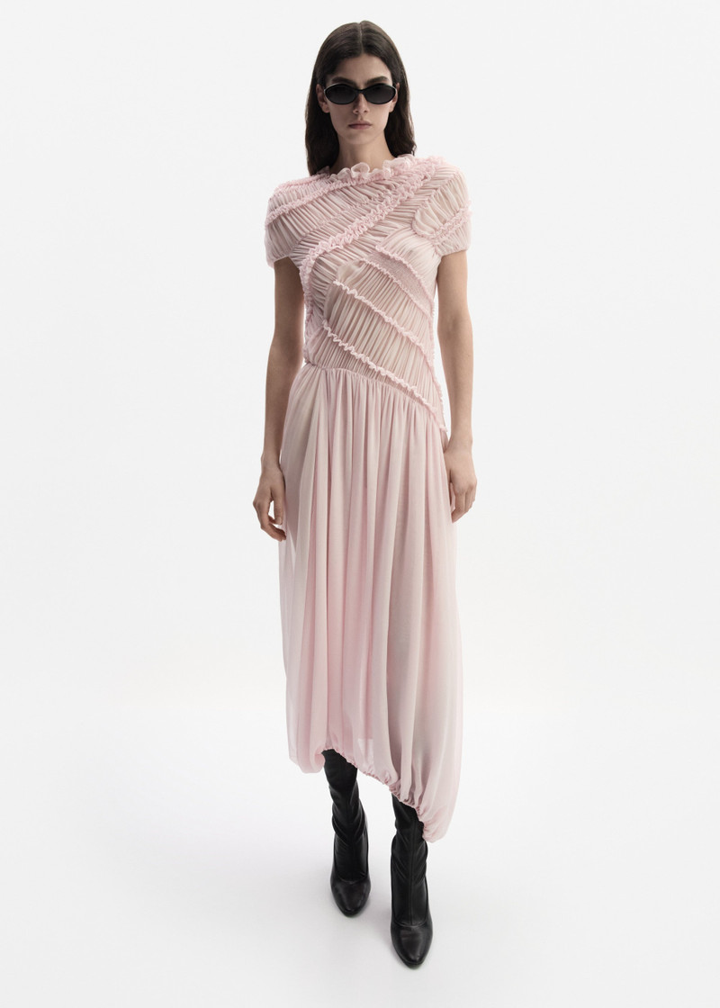 MAGDA BUTRYM Ruched muslin midi dress in pink outlook