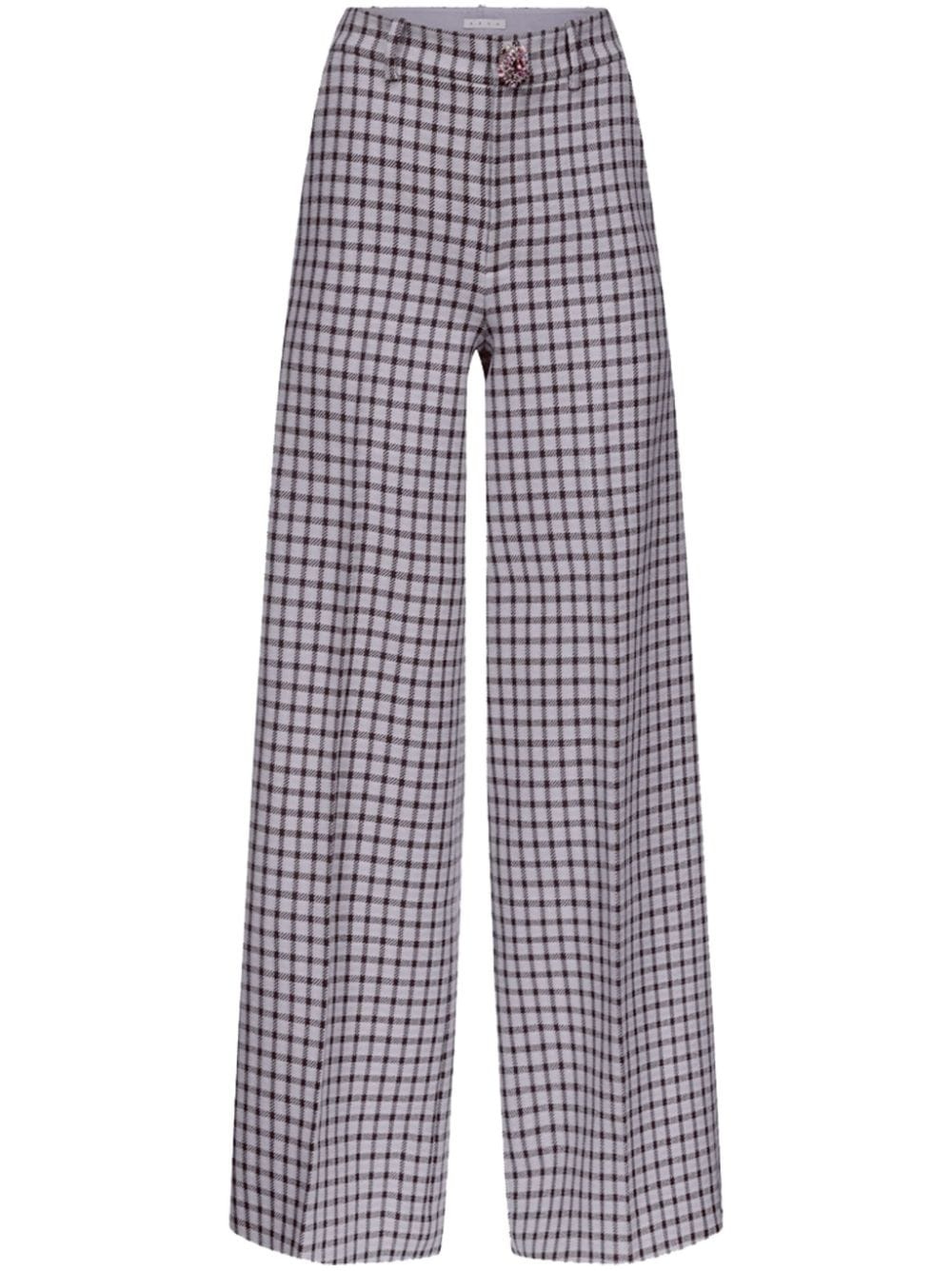 checked wide-leg trousers - 1