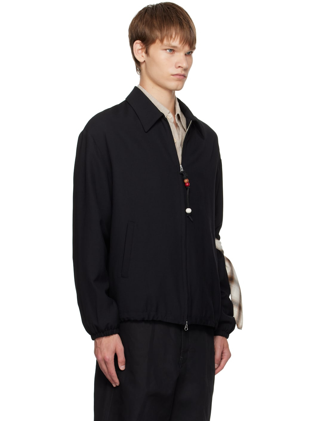 Black Gabardine Slim Coach Jacket - 2
