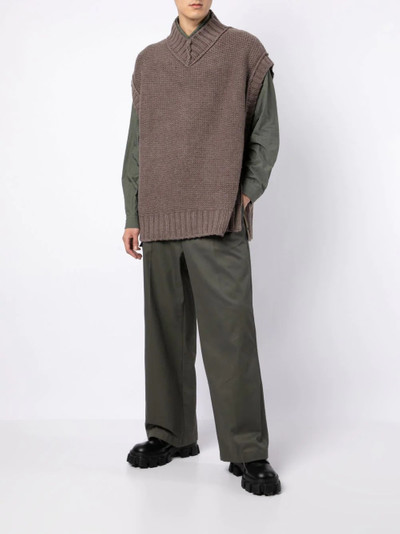 sacai rib-trimmed knitted vest outlook