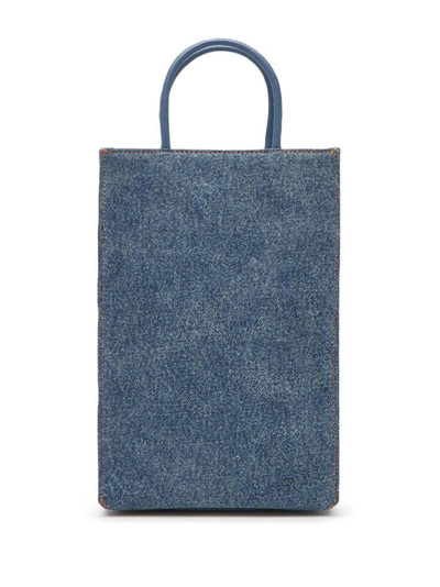 Diesel logo-embossed denim tote bag outlook