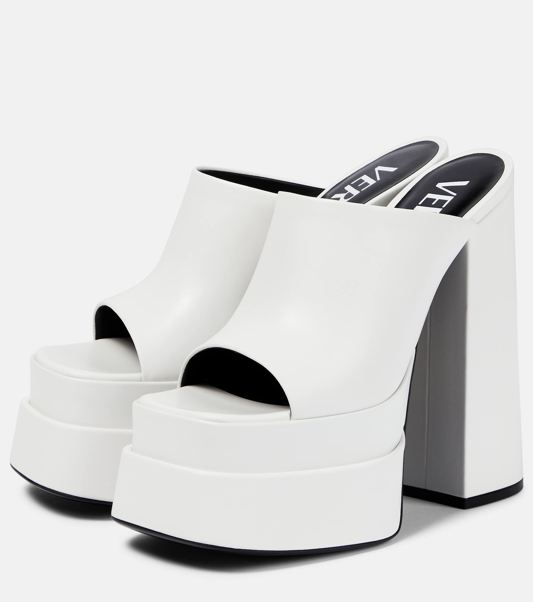 Leather platform mules - 5