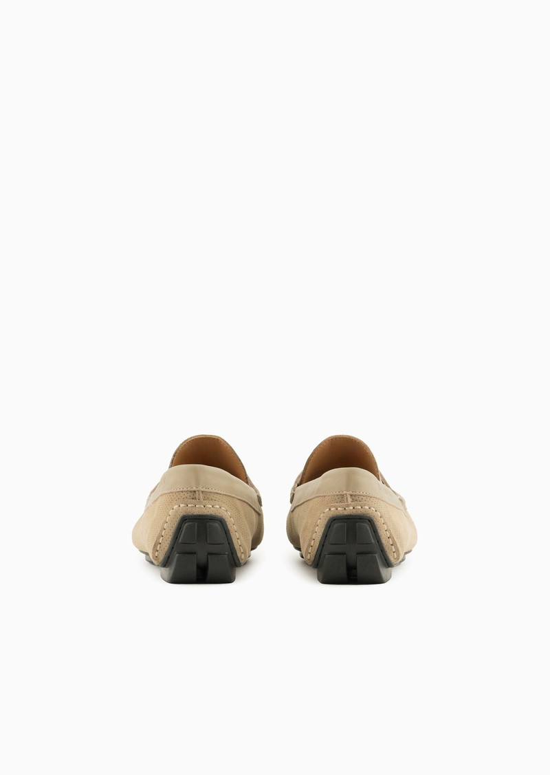 EMPORIO ARMANI Micro-perforated suede driving loafers outlook
