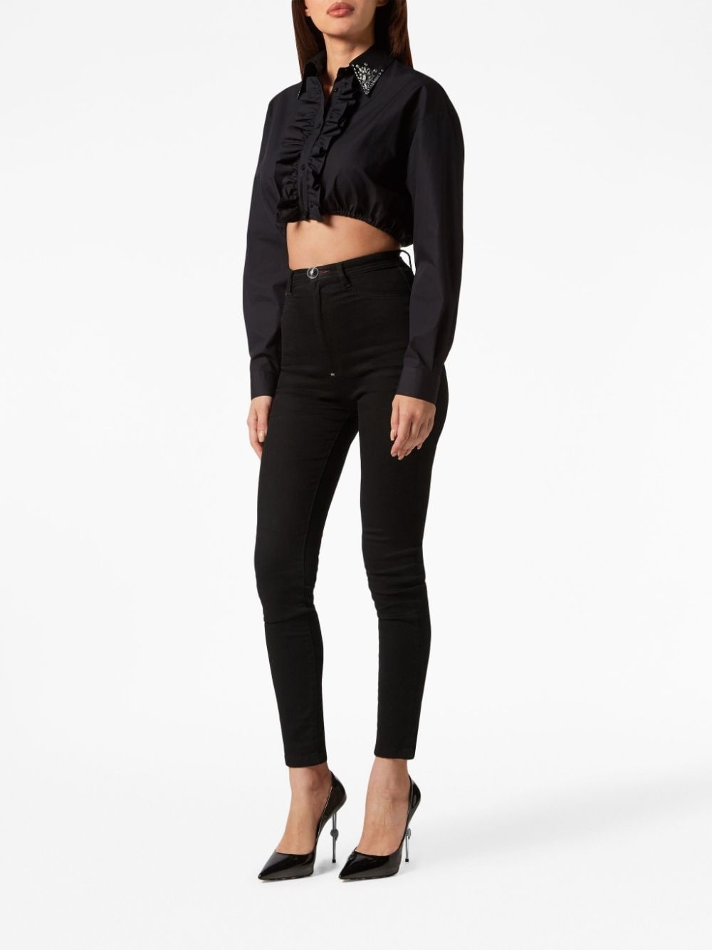 ruffled cotton cropped shirt - 2