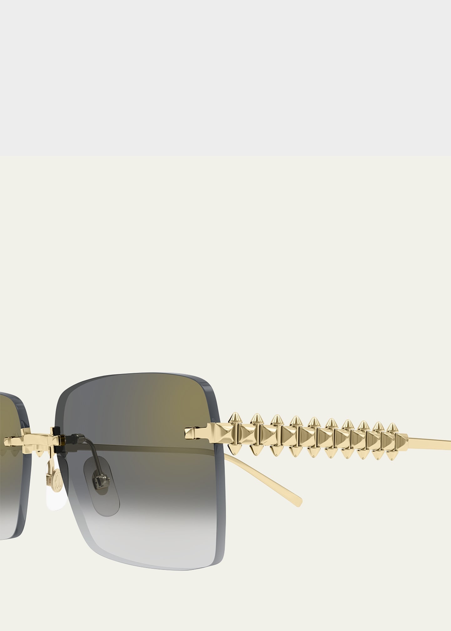 Rimless Metal Rectangle Sunglasses - 3