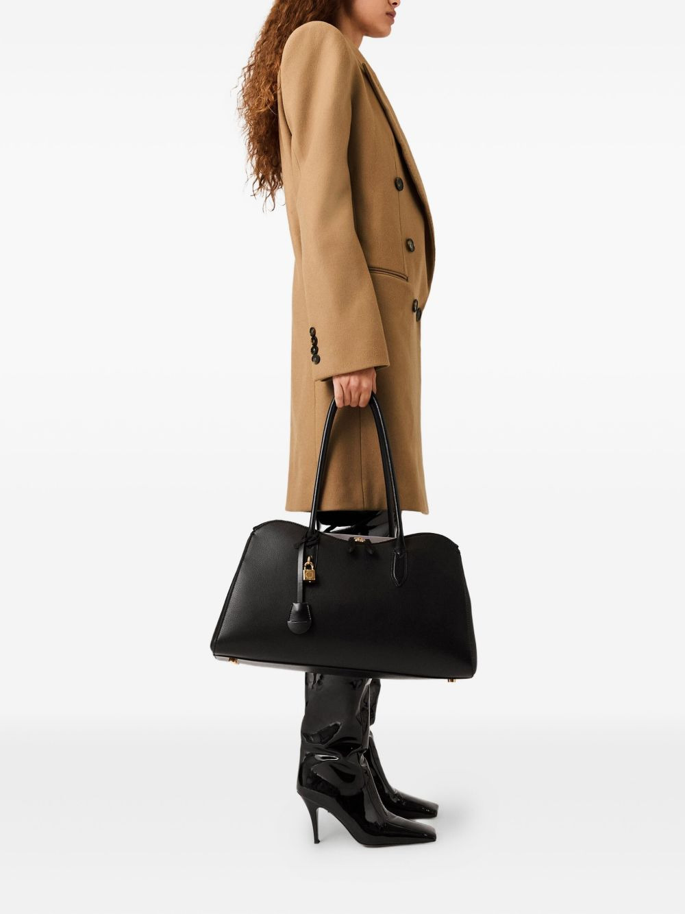 padded-shoulder double-breasted coat - 3