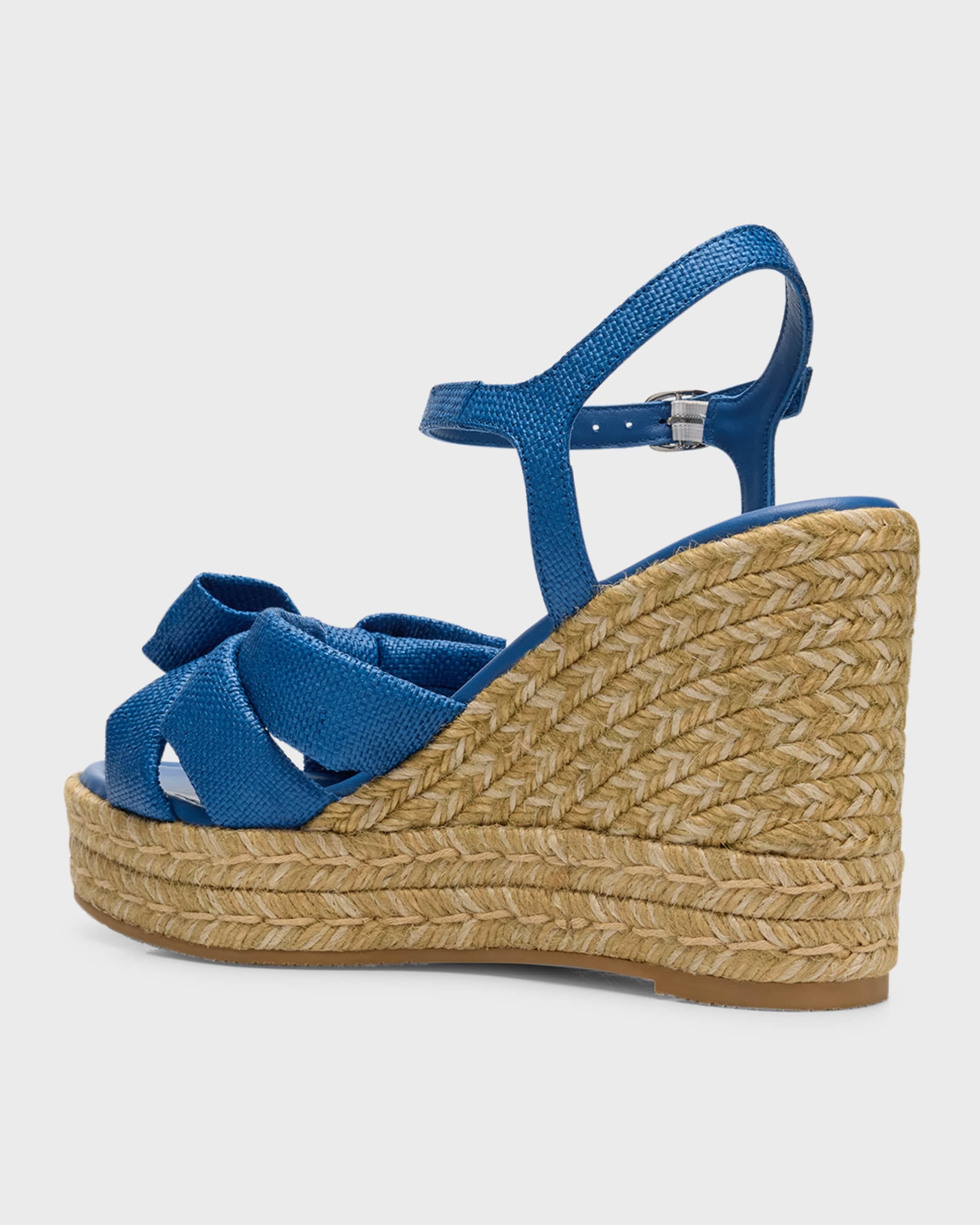 Sofia Linen Bow Wedge Espadrille Sandals - 3