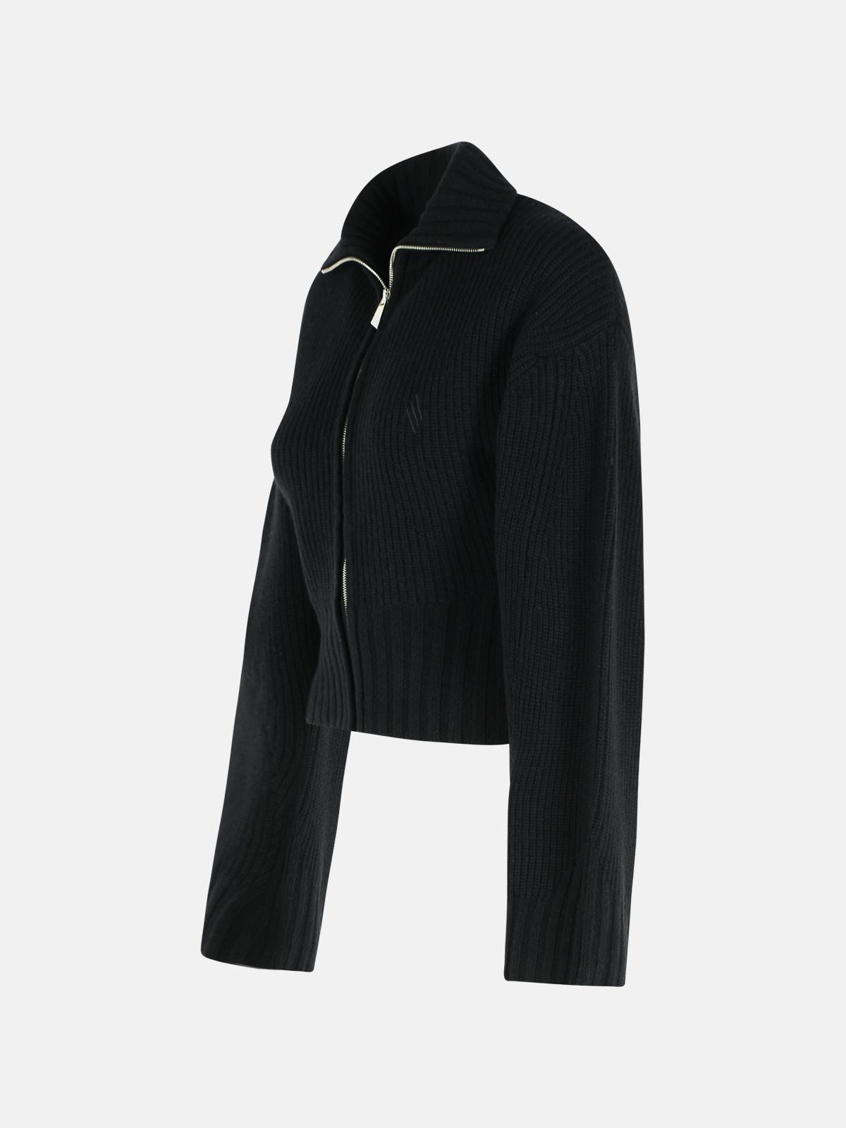 BLACK WOOL AND CASHMERE SWEATER - 2