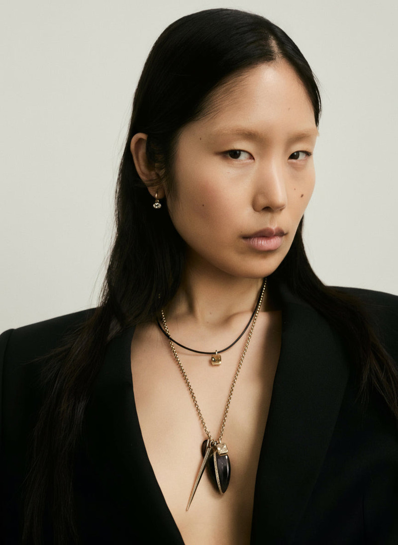 Lumen Octagon Champagne Quartz Pendant & Leather Necklace 4