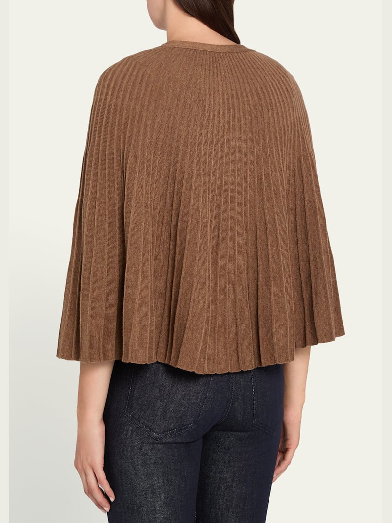 Pleated Wool Cape Cardigan 3