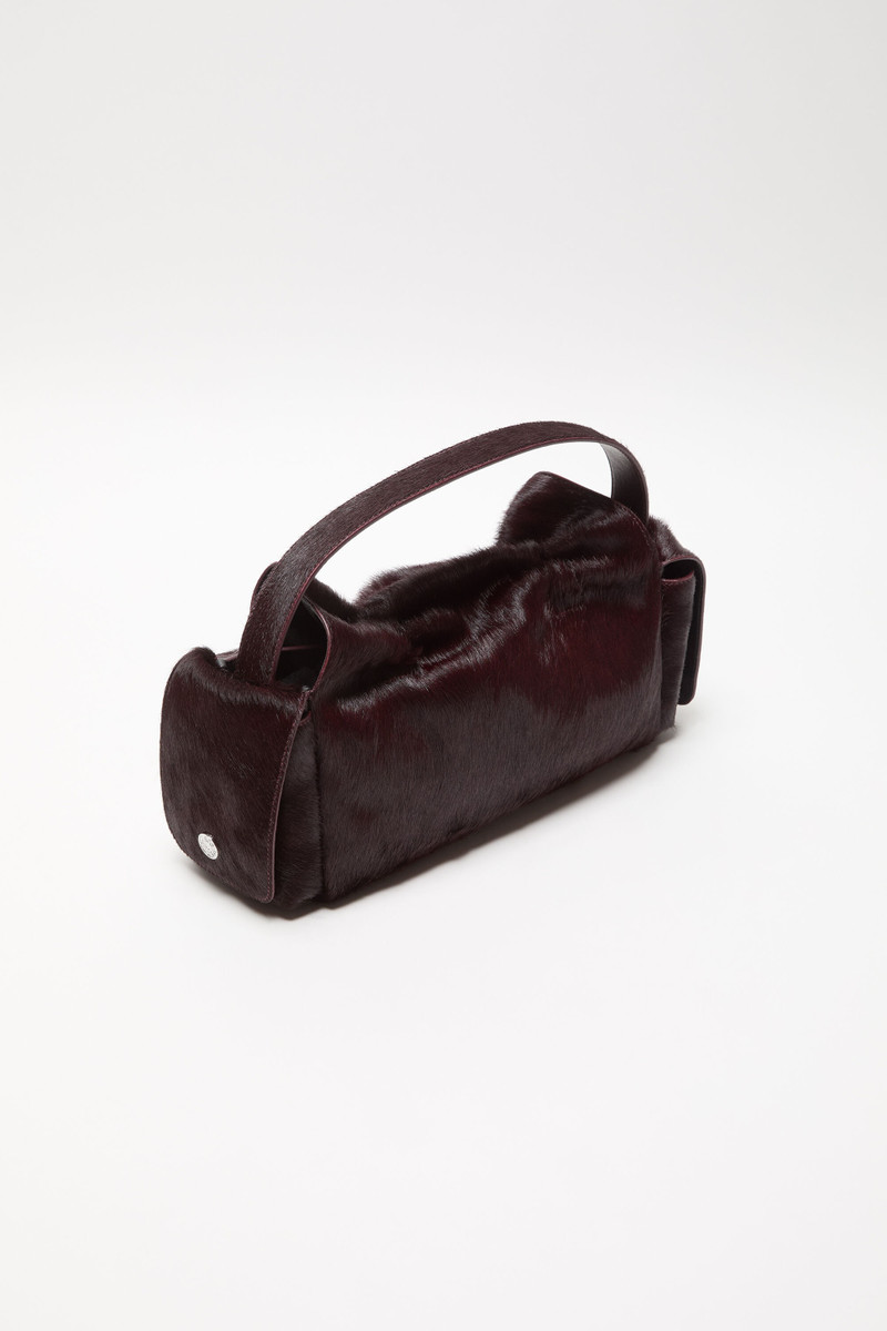 Multipocket furry leather bag - Dark burgundy 3