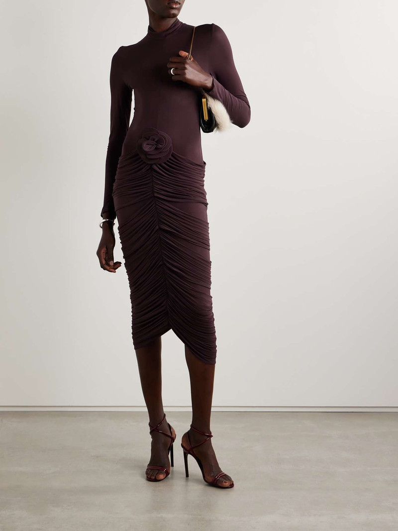 MAGDA BUTRYM Appliquéd ruched stretch-jersey midi dress outlook