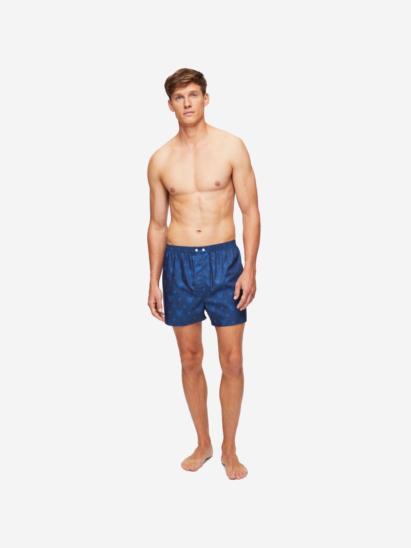 Men's Classic Fit Boxers Paris 24 Cotton Jacquard Navy - 3