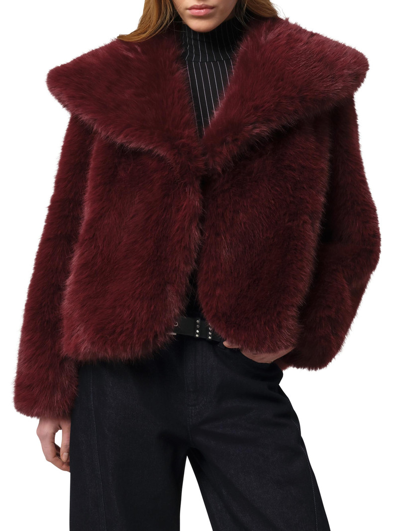 Women's Yara Faux-Fur Coat - Merlot 3