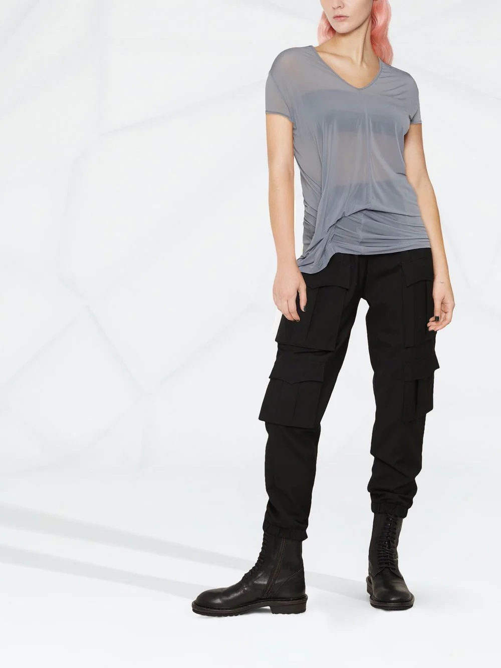 gathered-waist T-shirt - 2