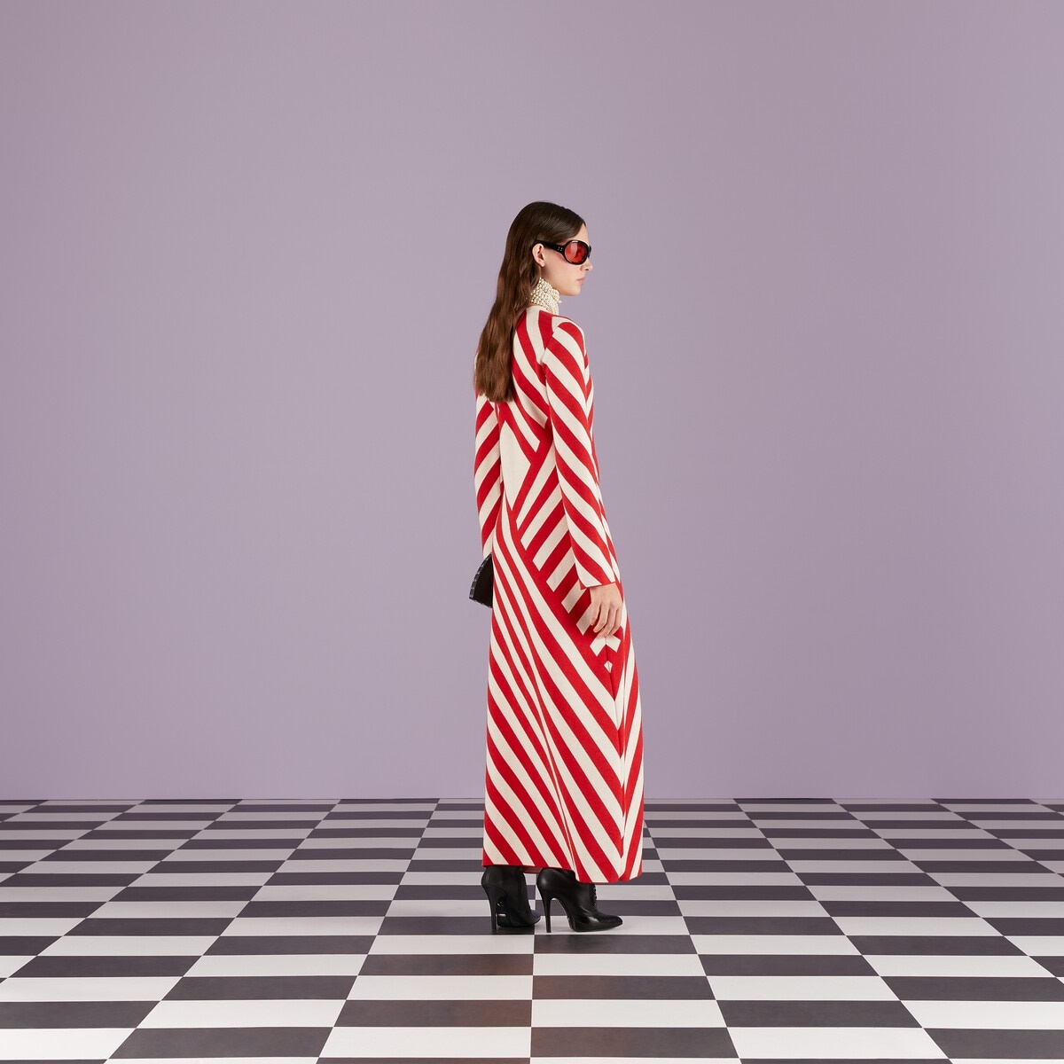 Striped jacquard wool cotton dress - 3