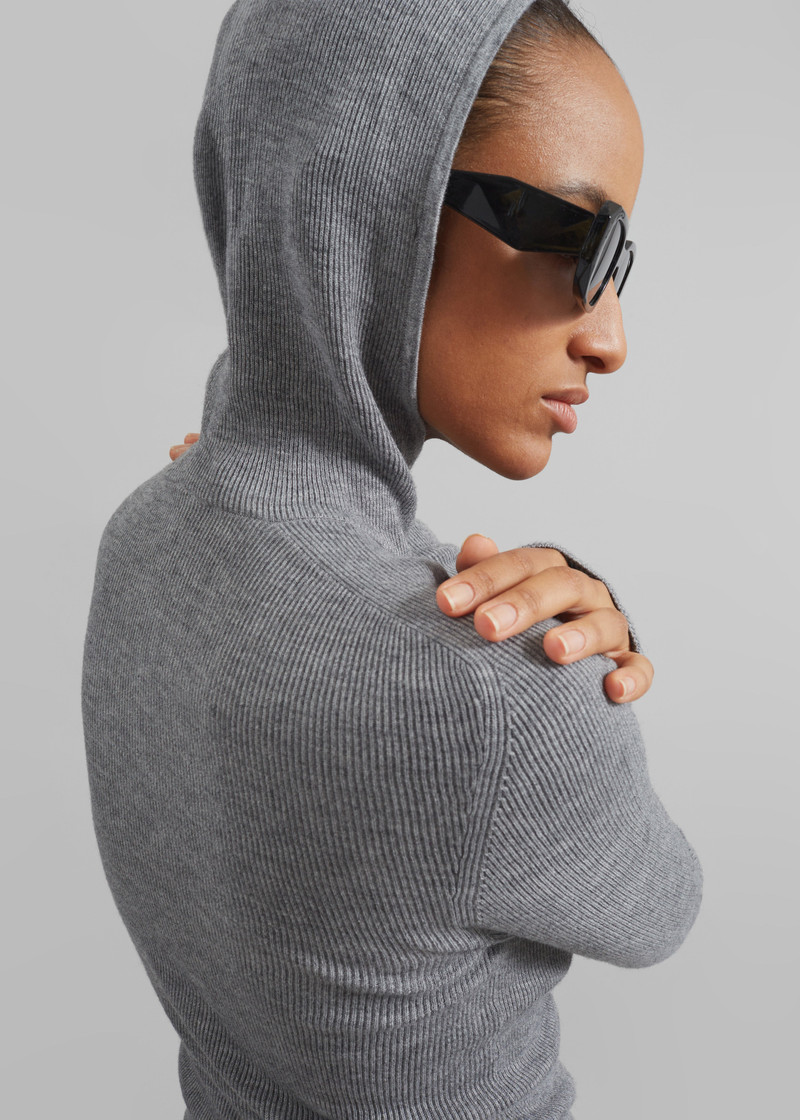 Danae Hooded Knit Top - Grey 3