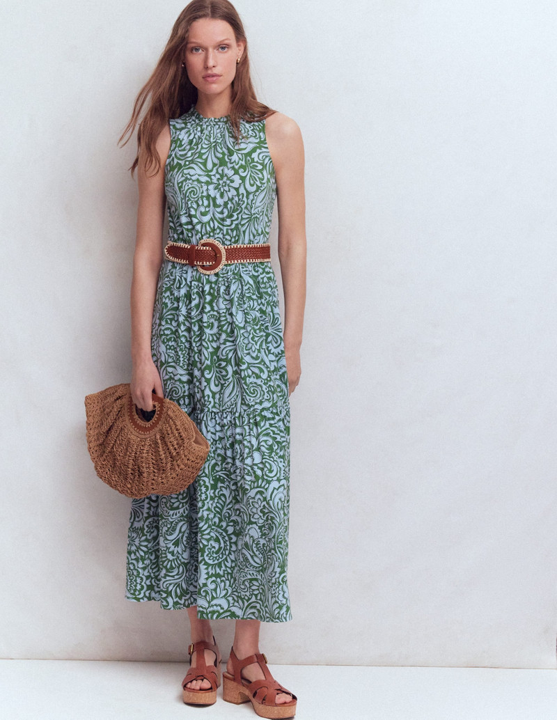 BODEN Camalie Jersey Maxi Dress-Green, Elaborate Gardenia outlook