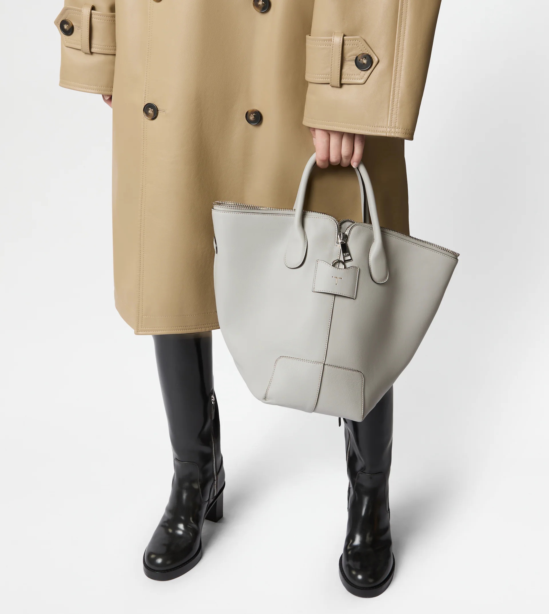 TOD'S DI BAG SWING IN LEATHER MEDIUM - GREY - 8
