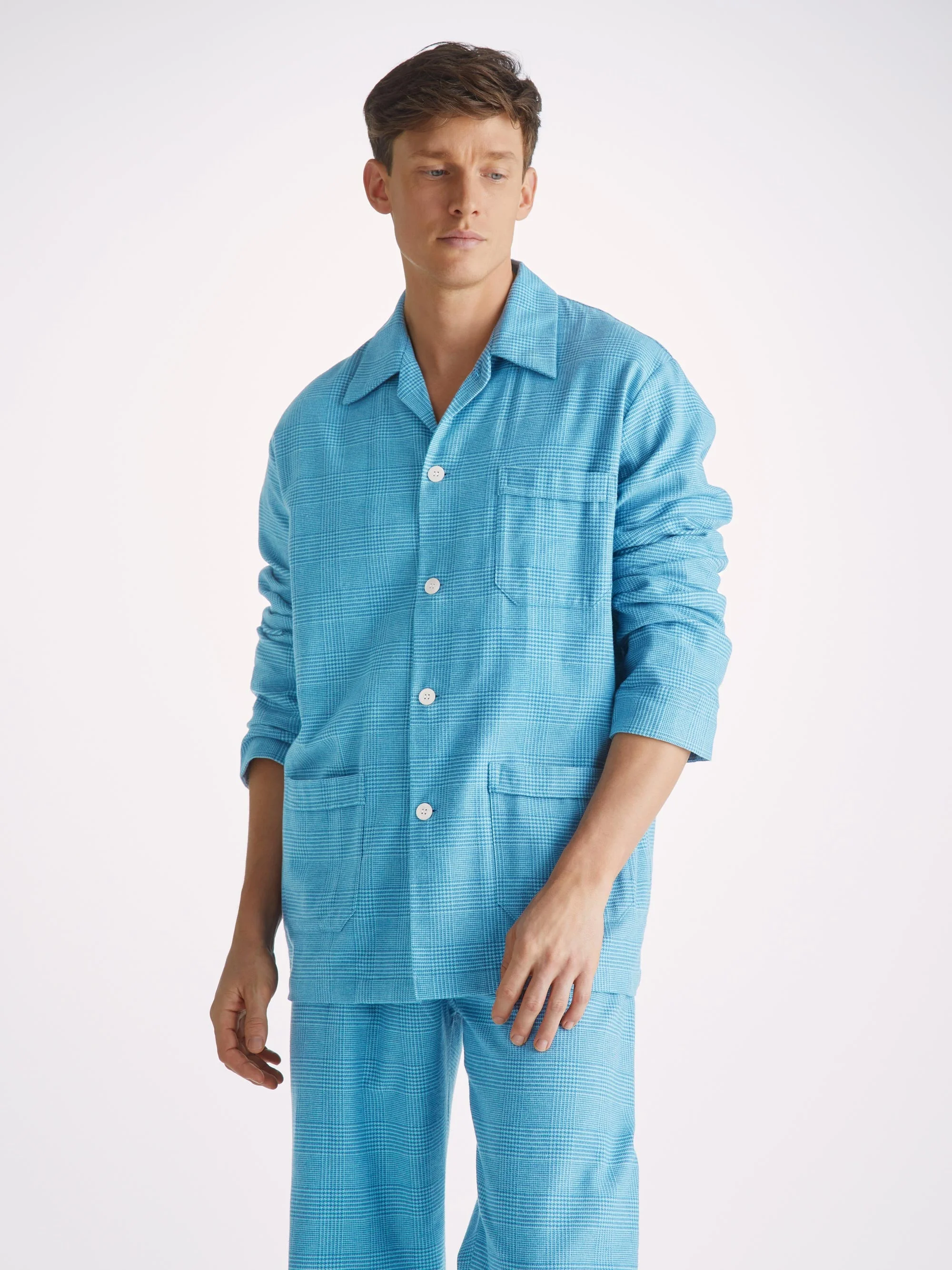 Men's Classic Fit Pajamas Kelburn 34 Brushed Cotton Blue - 1