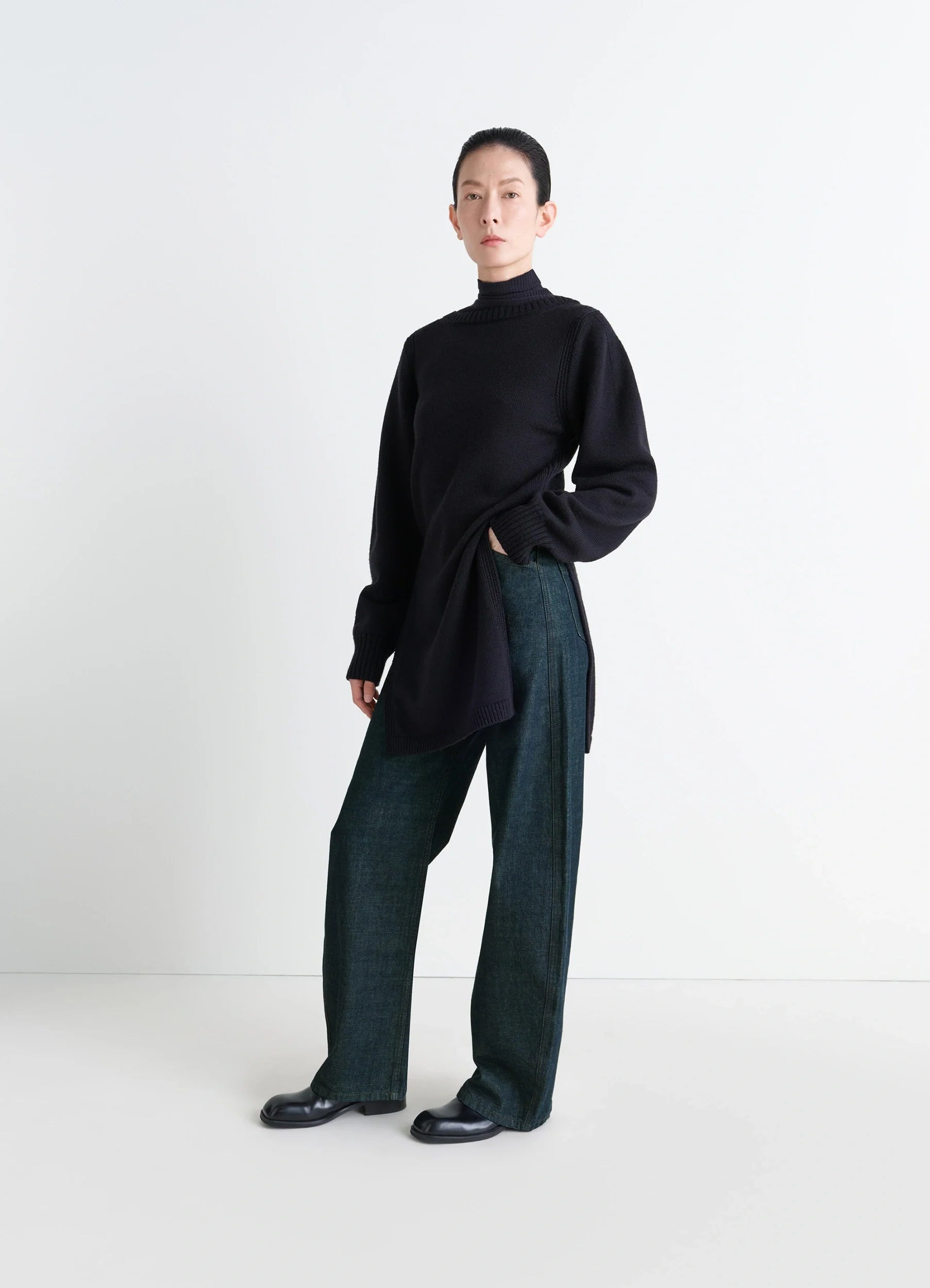 HIGH WAISTED CURVED PANTS - 2