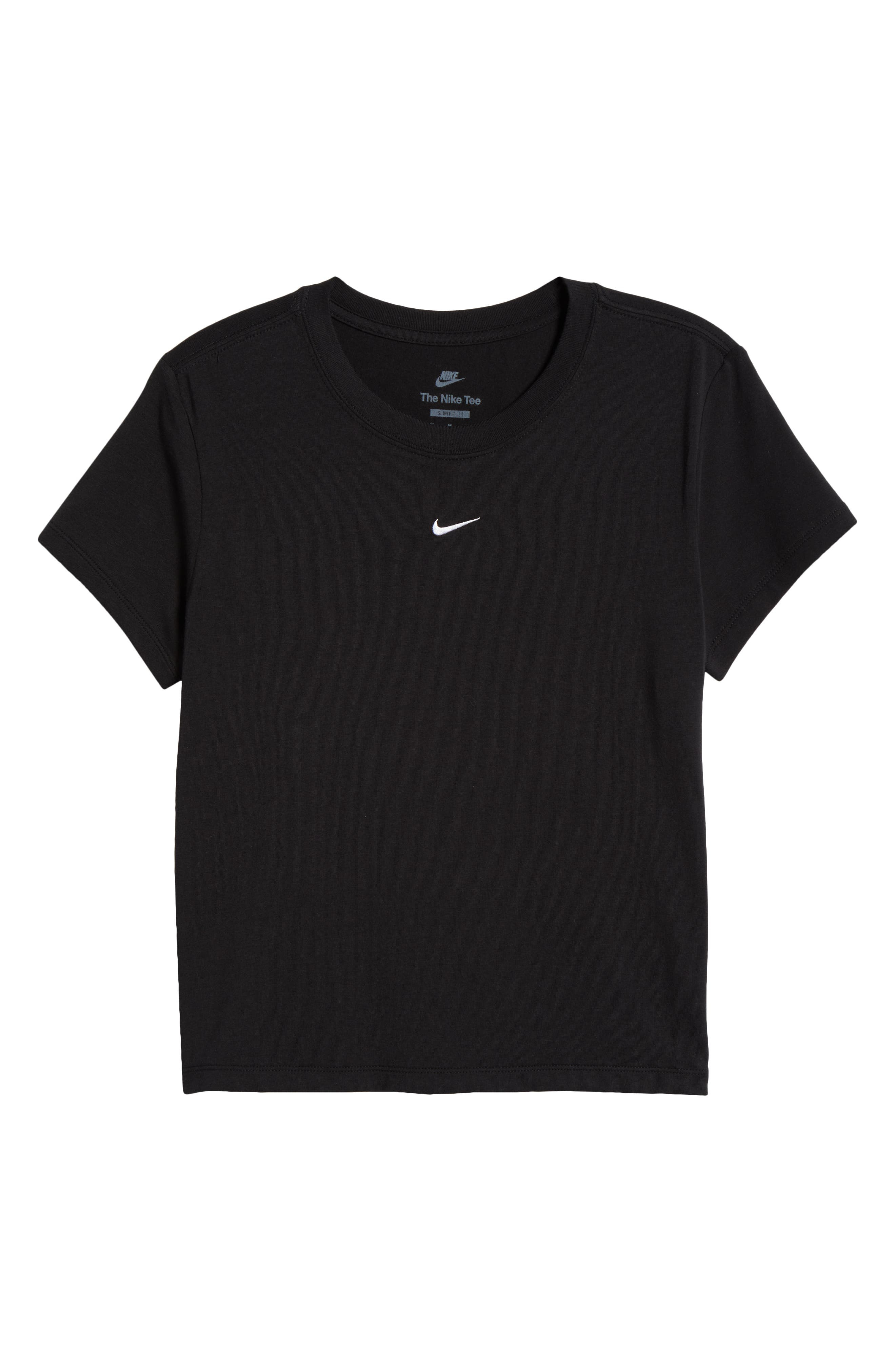 Nike Sportswear Club Chill Knit Mod Crop T-Shirt in Black/White at Nordstrom - 4