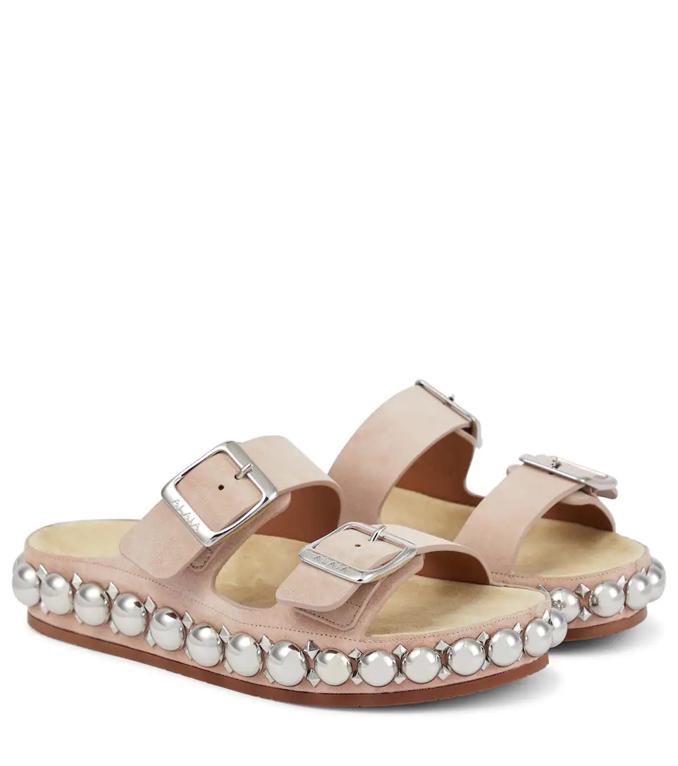 Bombe embellished suede slides - 1