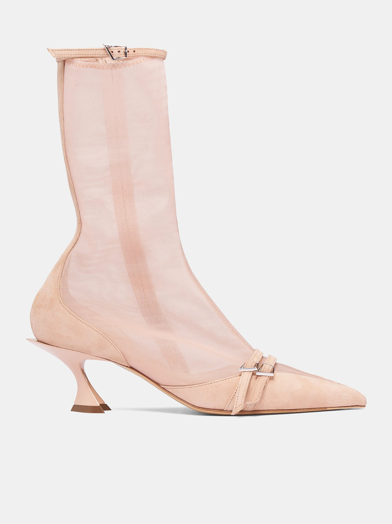 Nude Mesh Suede Kitten Boots 1