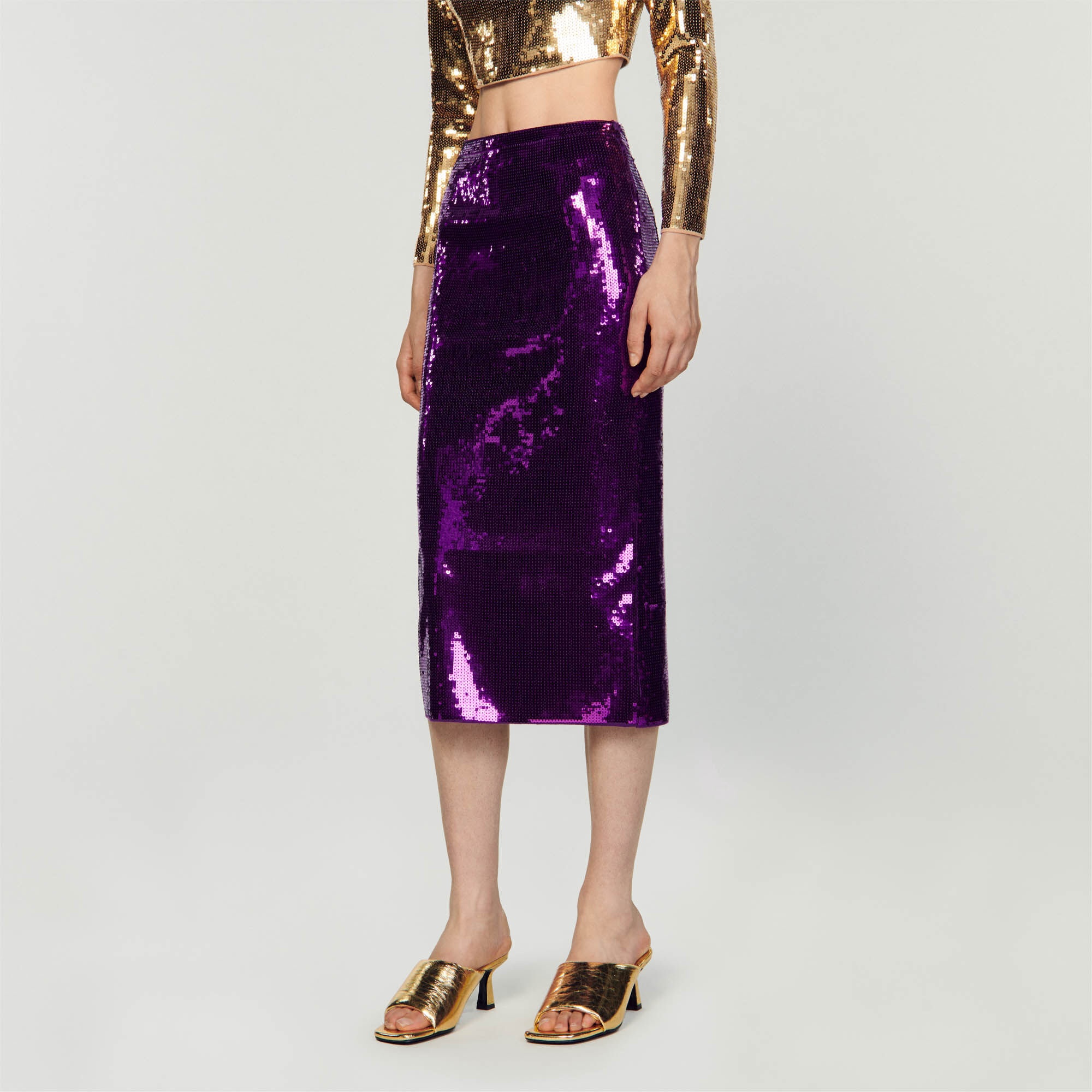 SEQUIN MIDI SKIRT - 5