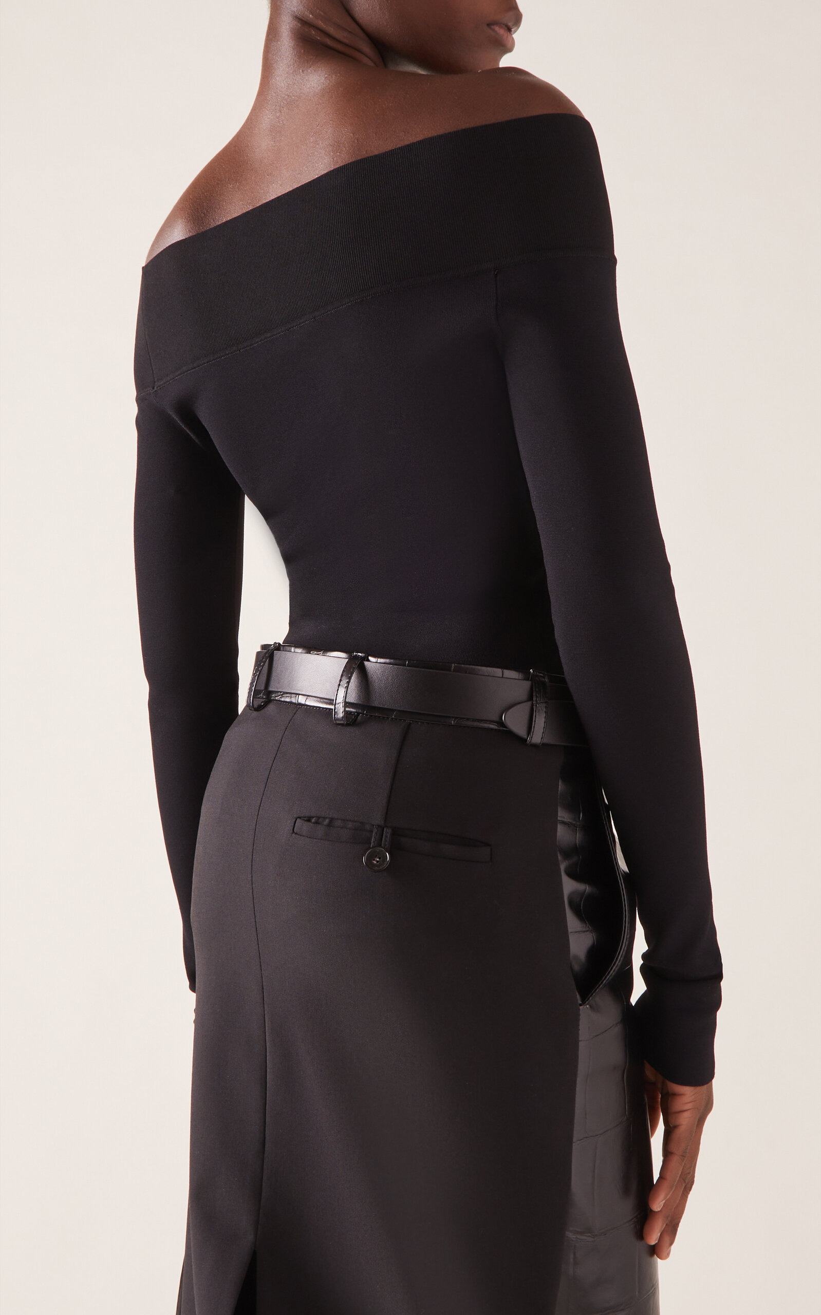 Compact Knit Off-The-Shoulder Top black - 4