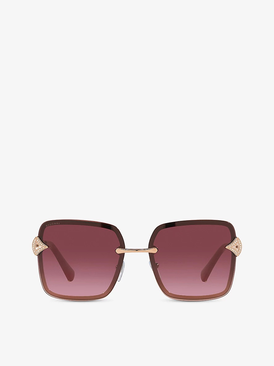 BV6167B rectangular-frame silver-tone metal sunglasses - 1