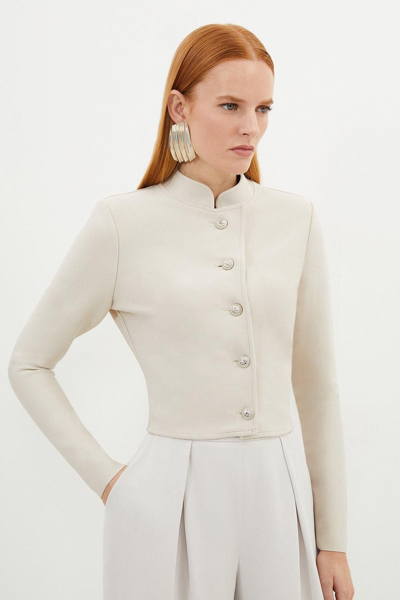 Figure Form Bandage Cropped Button Up Knit Jacket 3