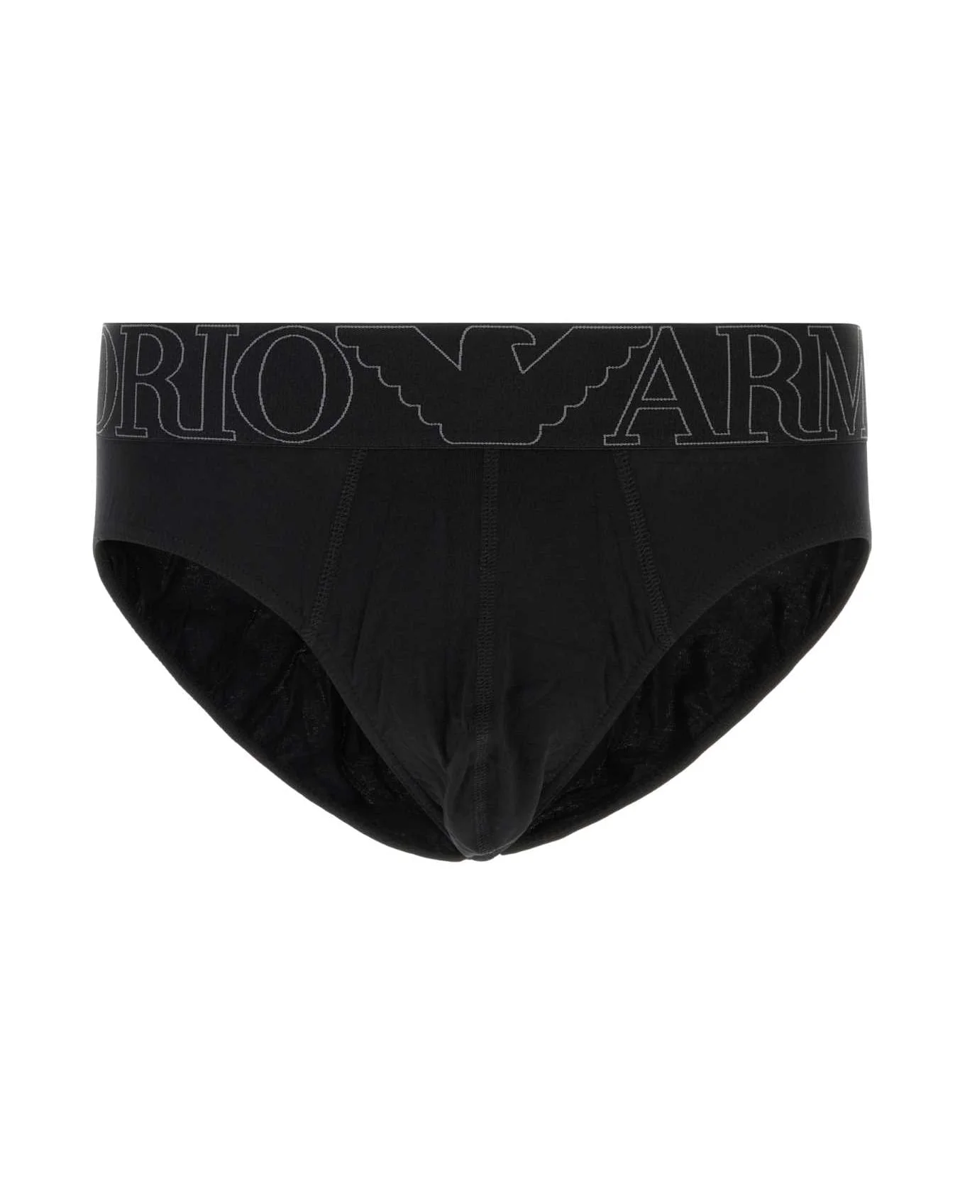 Black Stretch Cotton Brief - 1