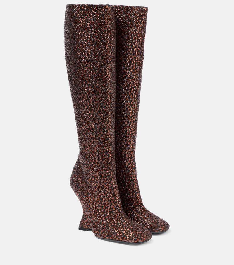 105 glitter wedge knee-high boots - 1