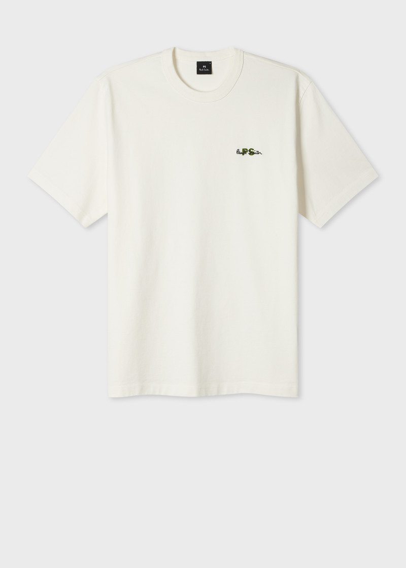 Oversized White Logo Embroidery Cotton T-Shirt 1