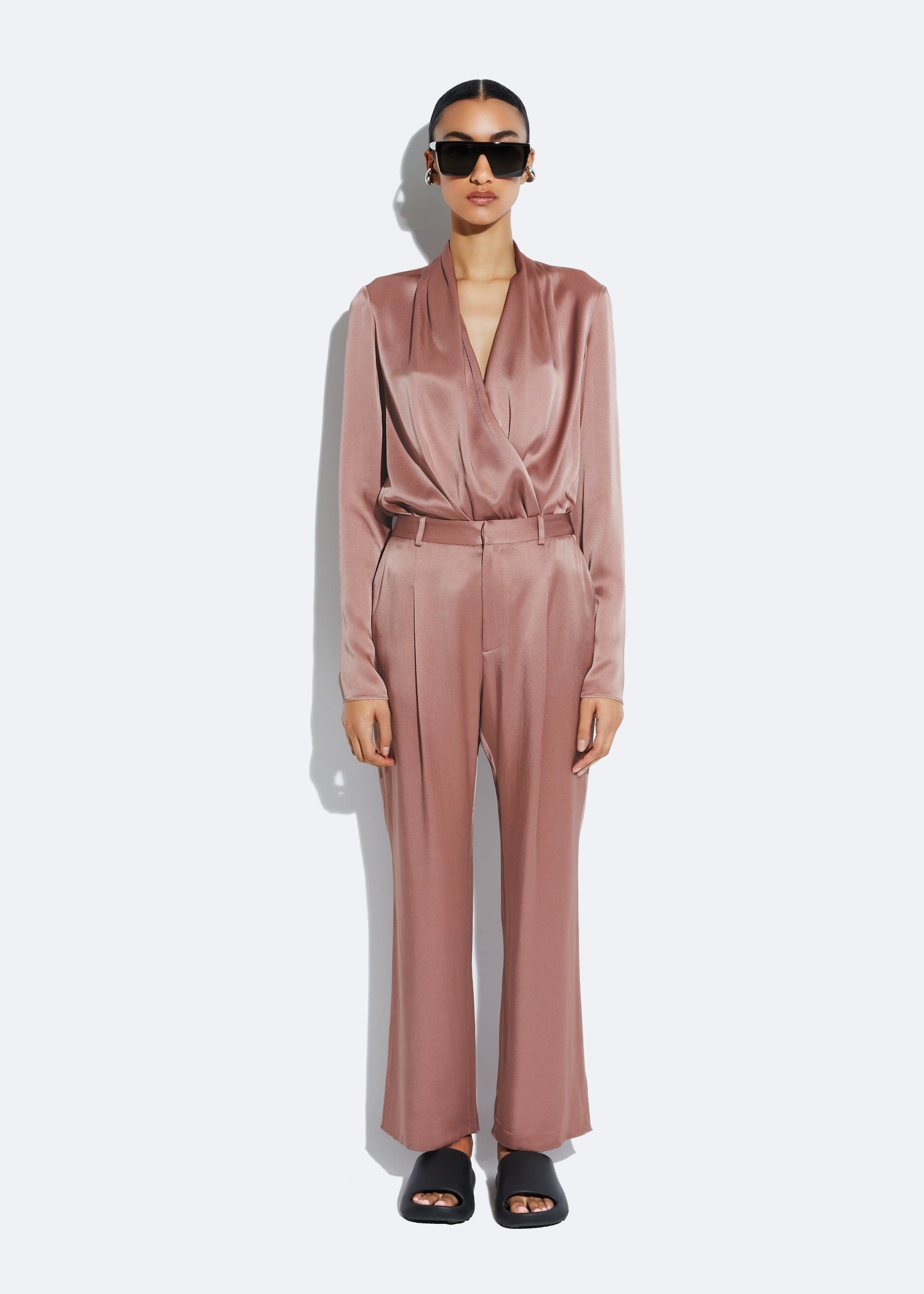 Satin Tapered Pleated Pant - 2