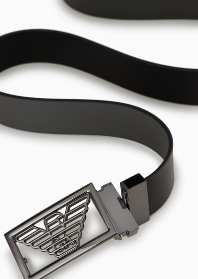 EMPORIO ARMANI Two-toned reversible leather belt with one side in palmellato leather outlook