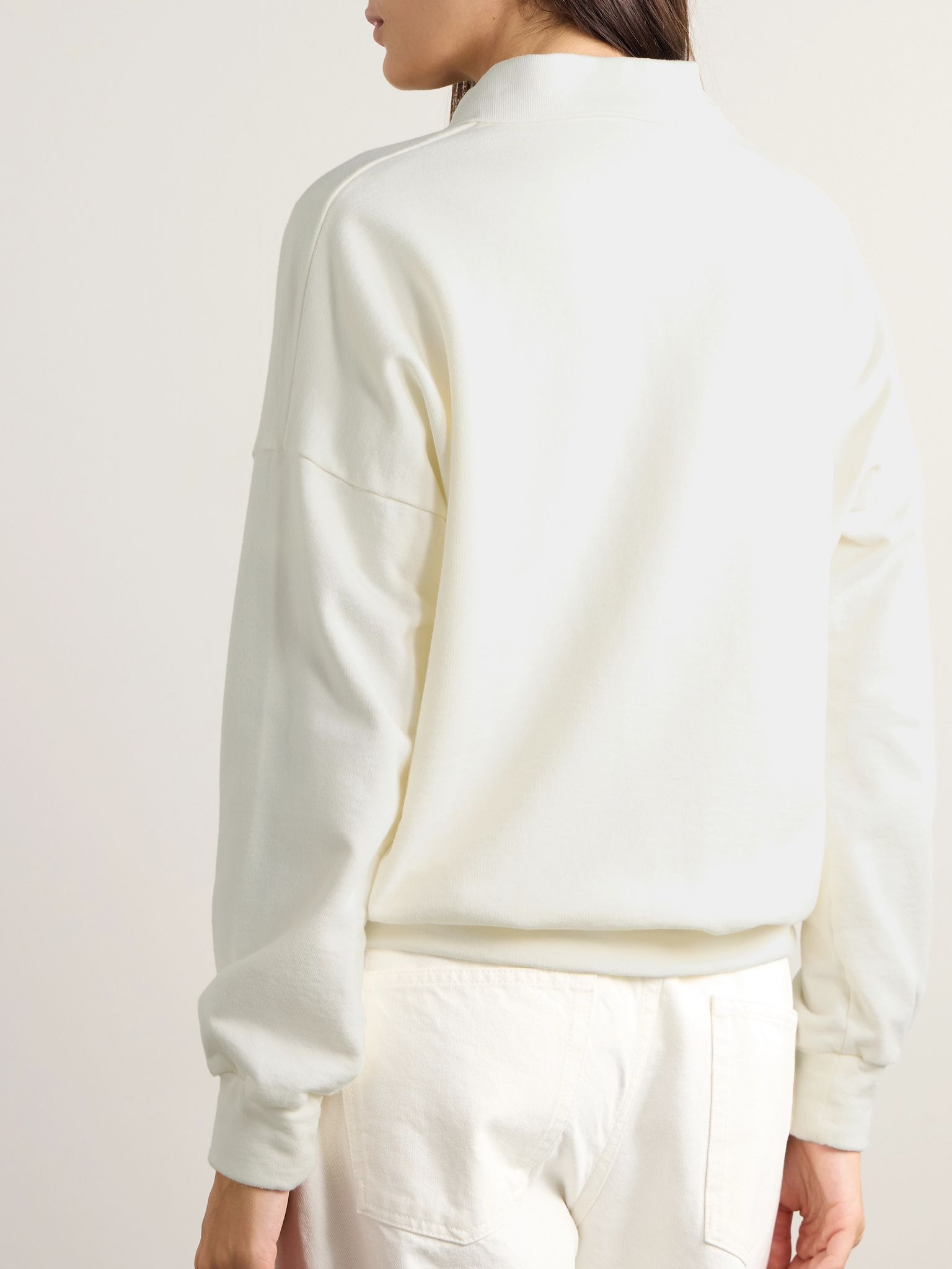 Essentials Corzas cotton-terry polo top Cream - 4