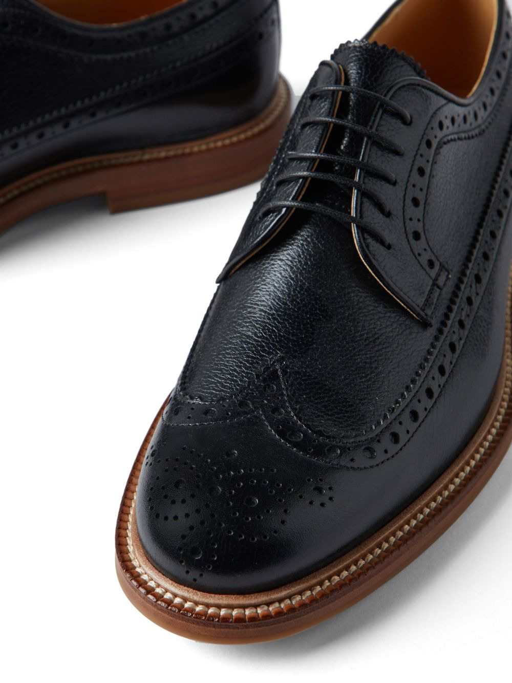 lace-up leather brogues - 4