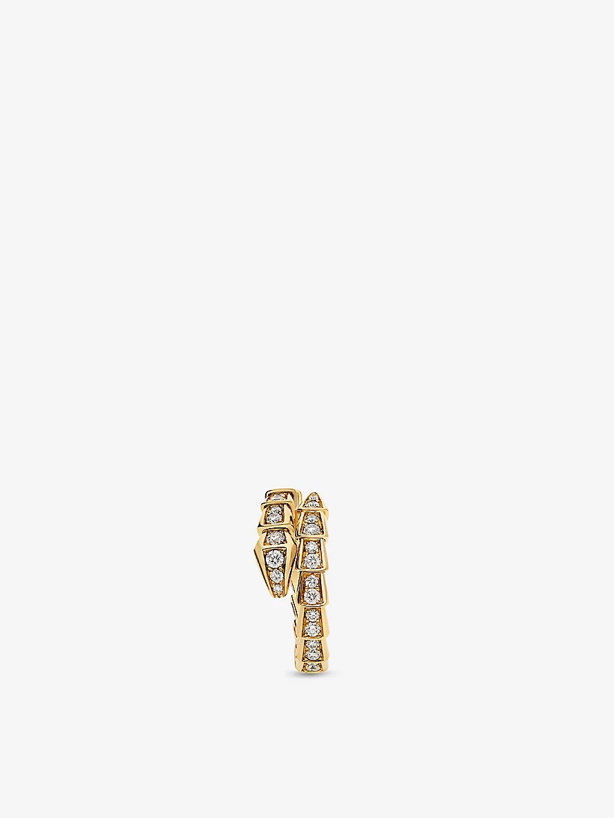 Serpenti Viper 18ct yellow-gold, mother-of-pearl, 0.82ct round brilliant-cut diamond ring - 2