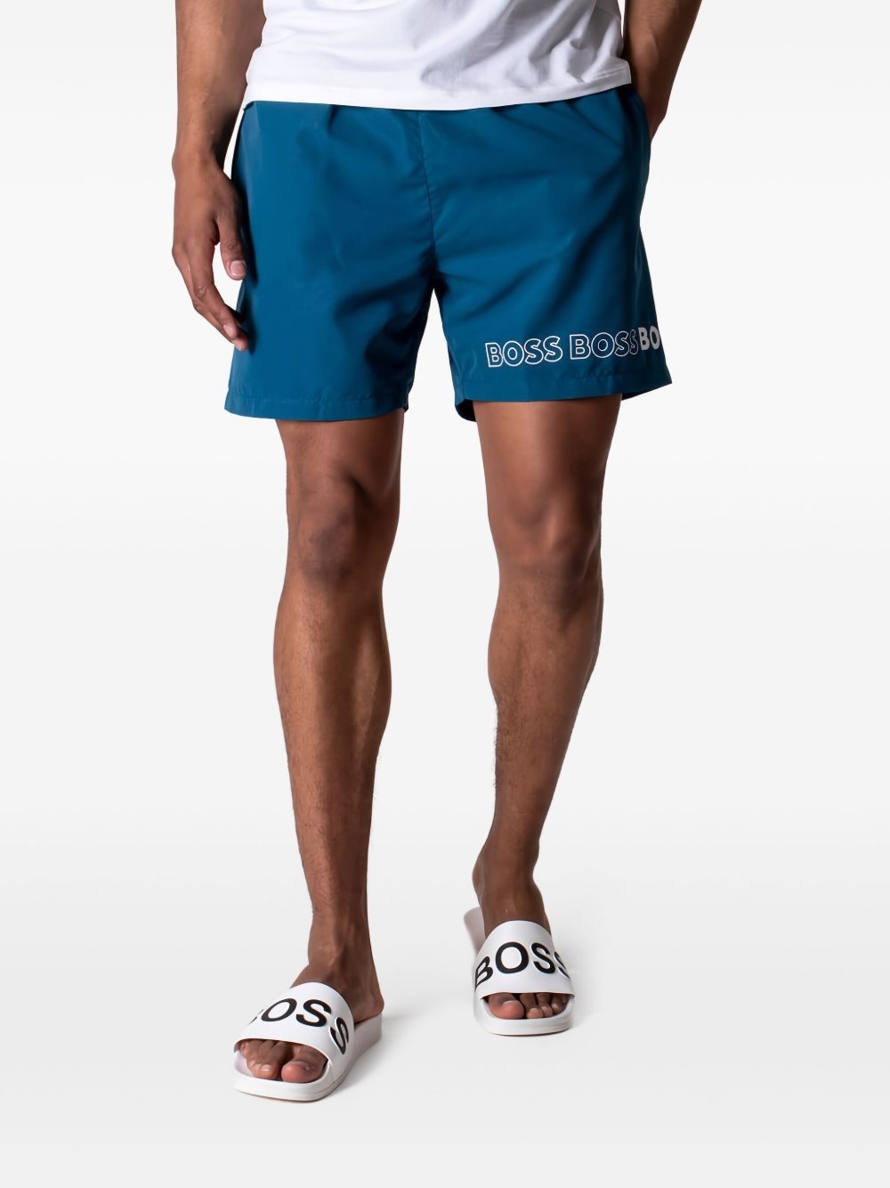 logo-print swim shorts - 2