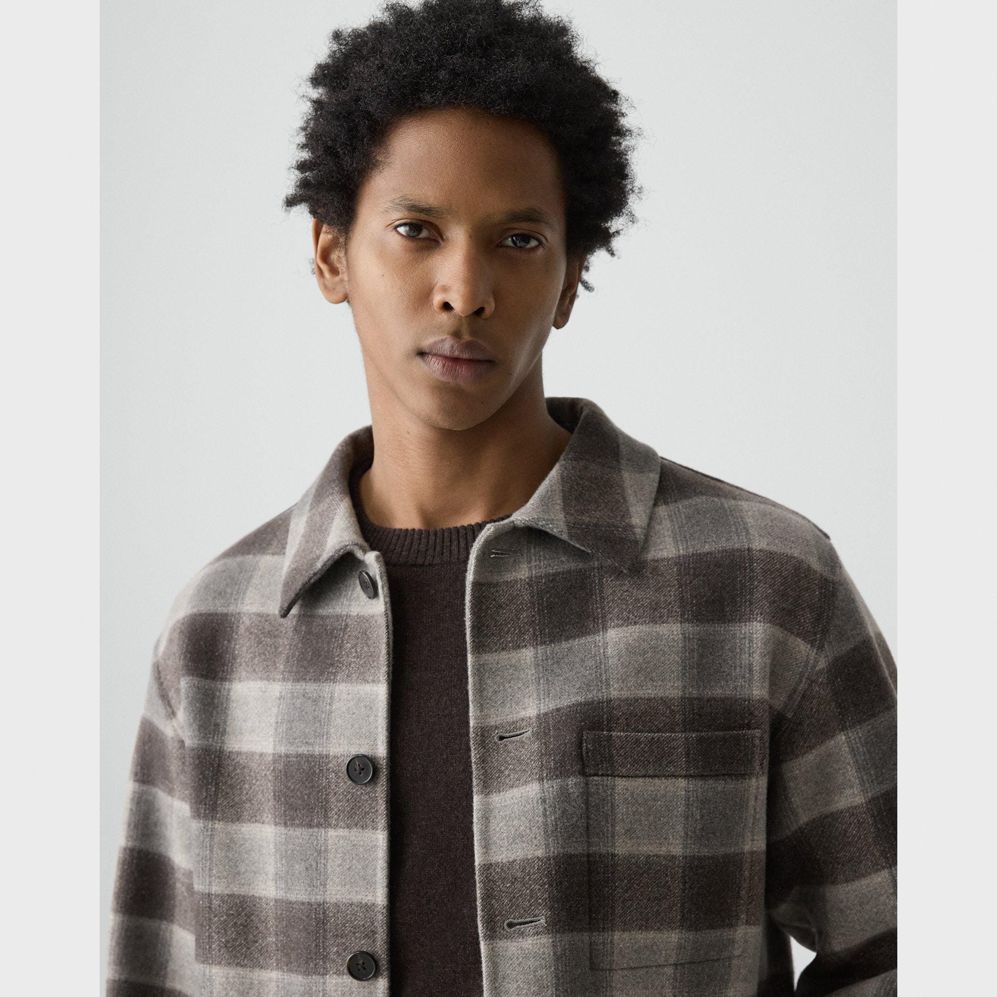 Overshirt in Checked Double-Face Wool-Cashmere - 5