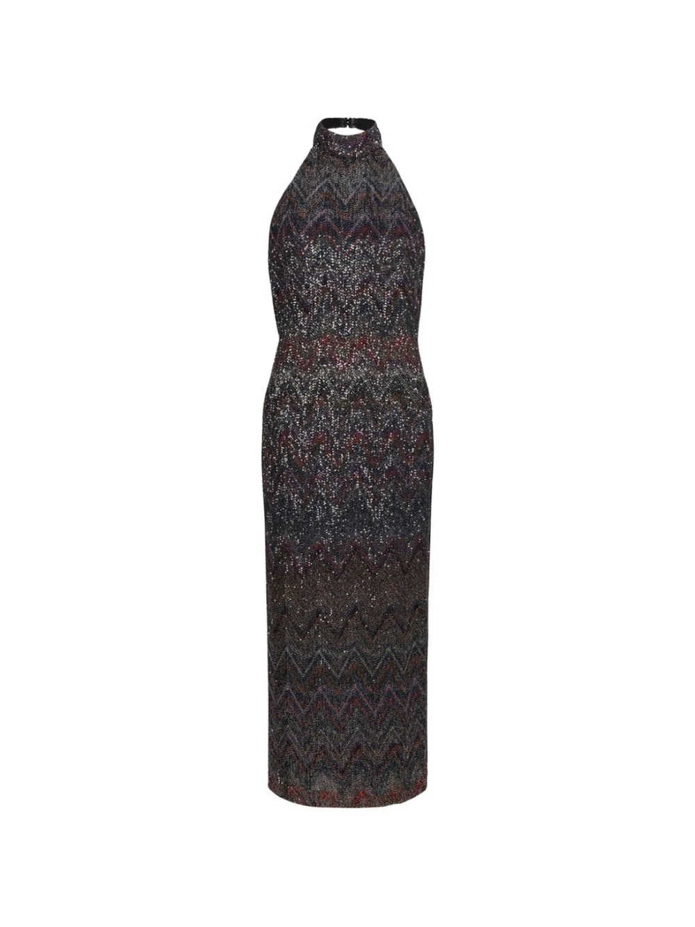 chevron-pattern halterneck maxi dress - 1