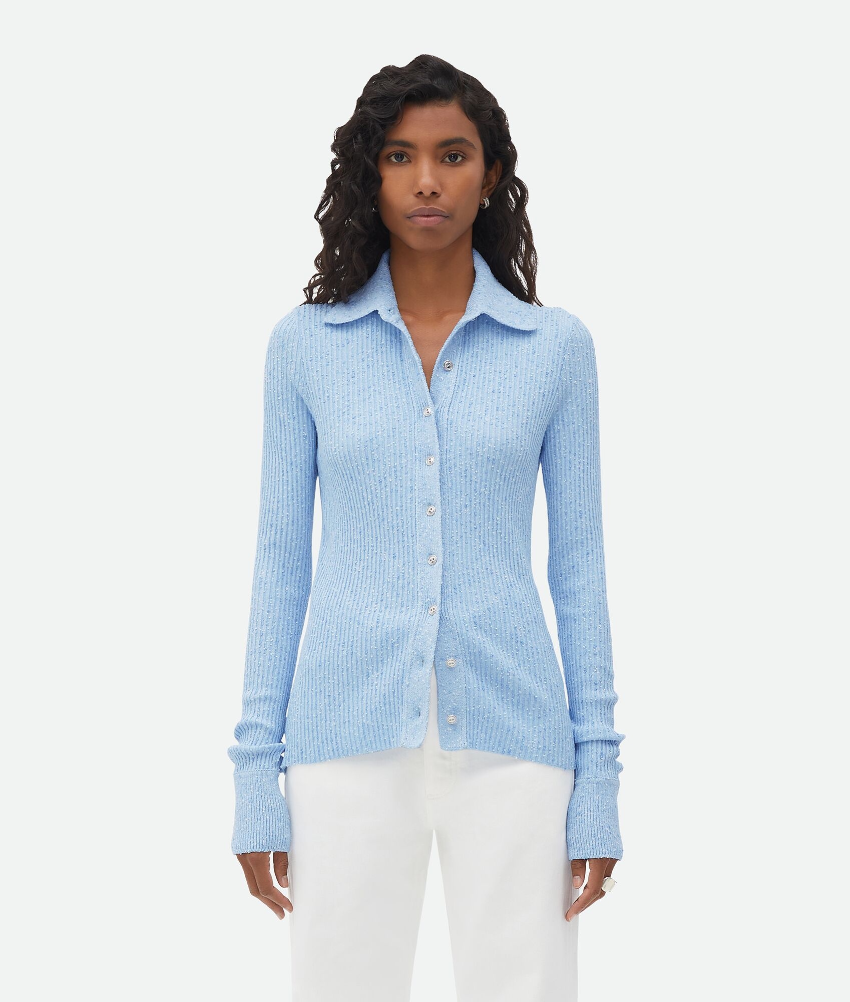 Slim Fit Ribbed Viscose Cardigan - 1