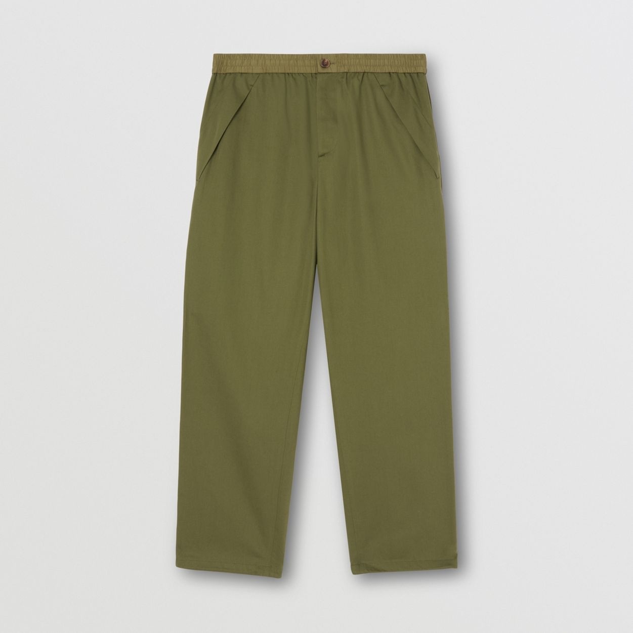 Contrast Trim Cotton Twill Trousers - 1