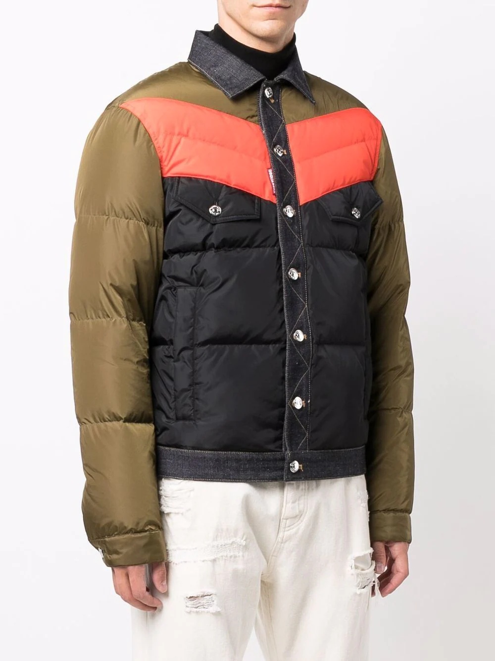 contrast buttoned padded jacket - 3