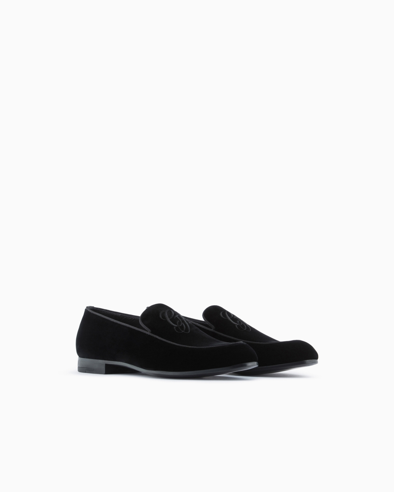 Velvet loafers with embroidered logo - 2