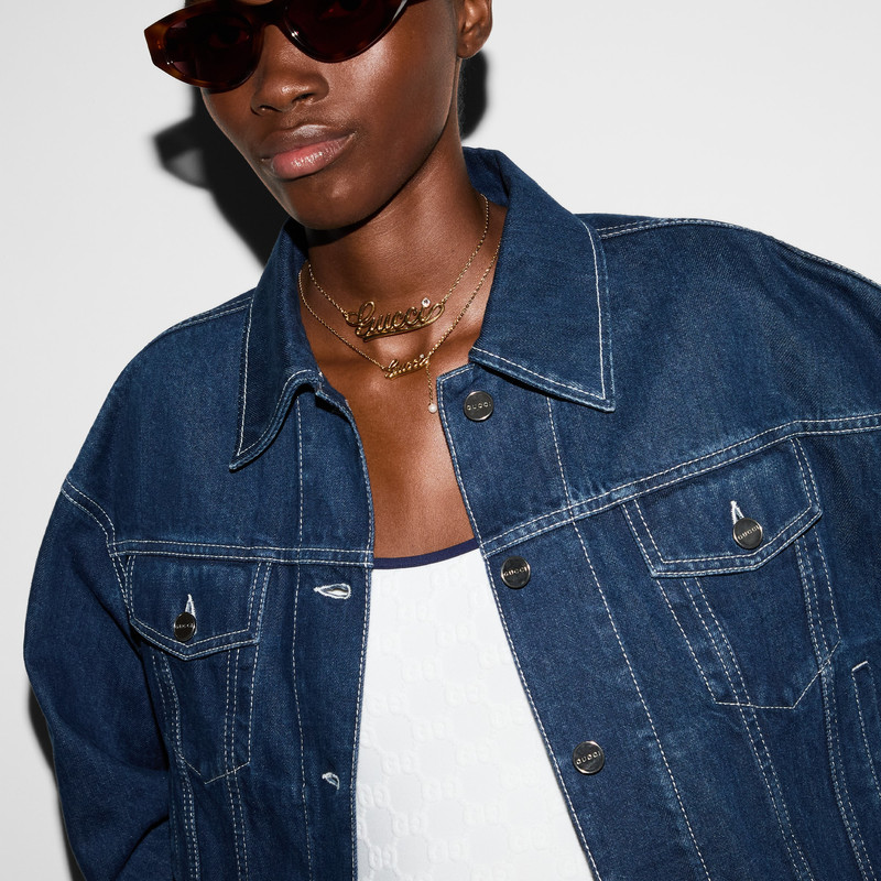 Relaxed cropped fit denim jacket 5