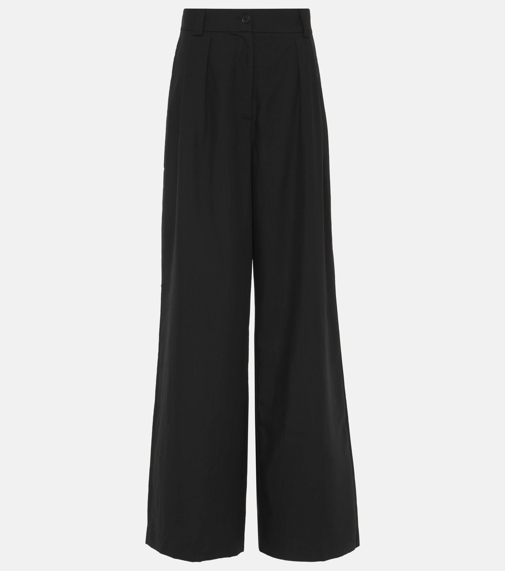 Forest wool-blend voile wide-leg pants - 1