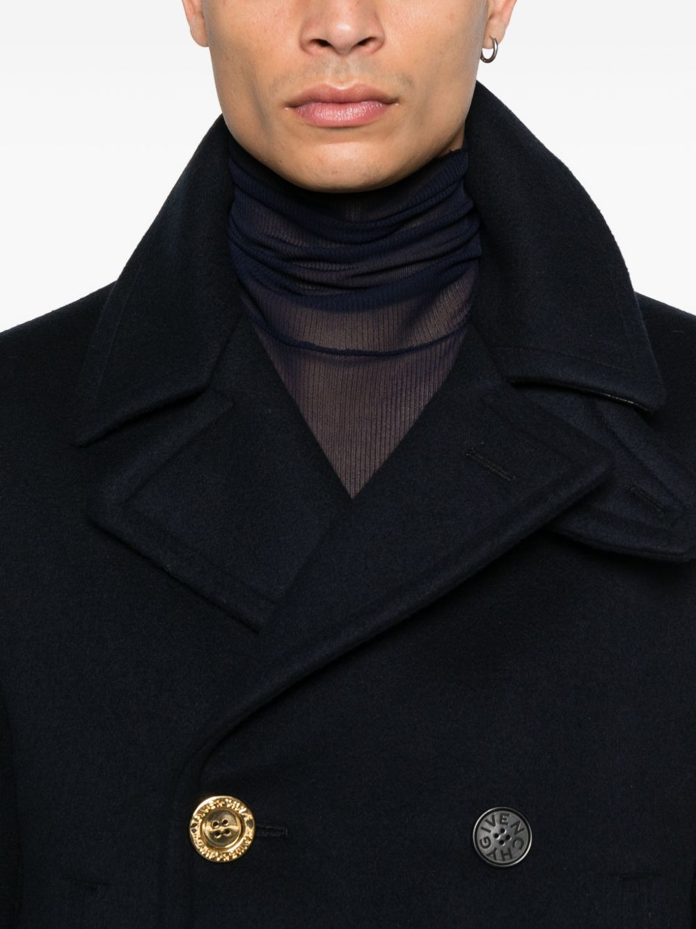 double-breasted gold-button peacoat - 5